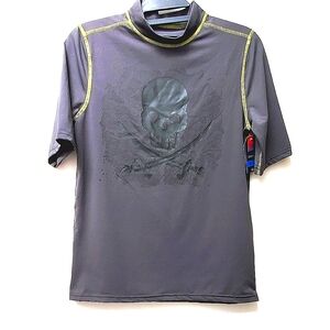 DBX Dark Gray Swim Surf Beach Top UPF 50 Pirate Graphic Boys Size Large